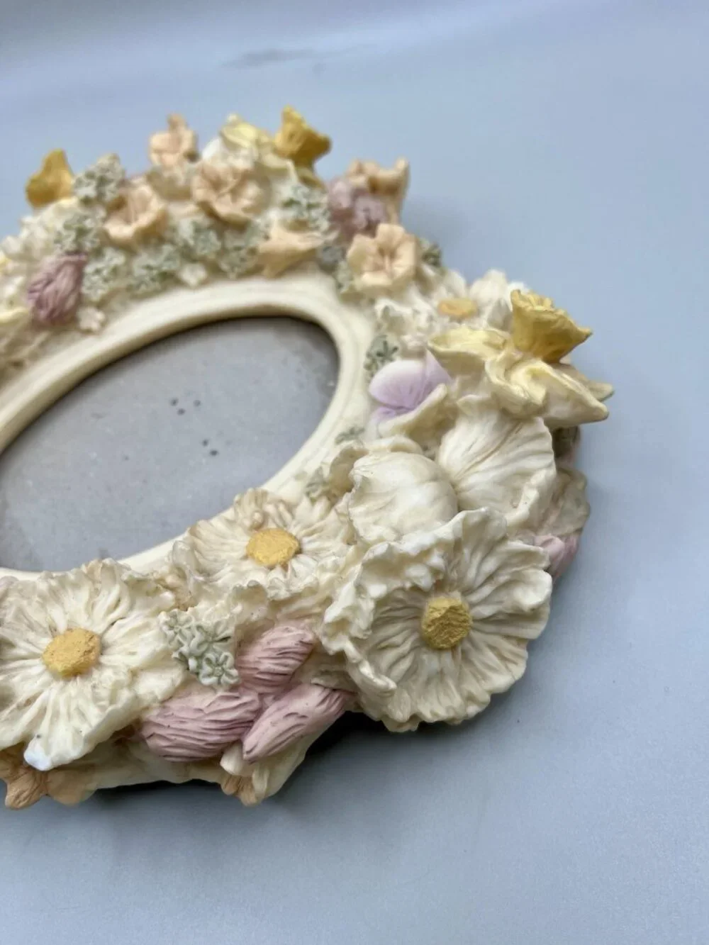 VTG Floral Resin Picture Frame 3D Flowers Cottagecore Shabby Chic Garden Fairy